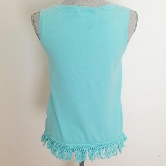 Sail to Sable Fringed Knit Top, Aqua/ Turquoise XS - Picture 2 of 5